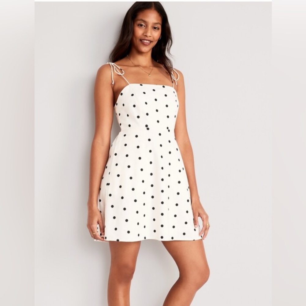 🌹NWT Fit & Flare Tie-Strap Printed Mini Dress, Large